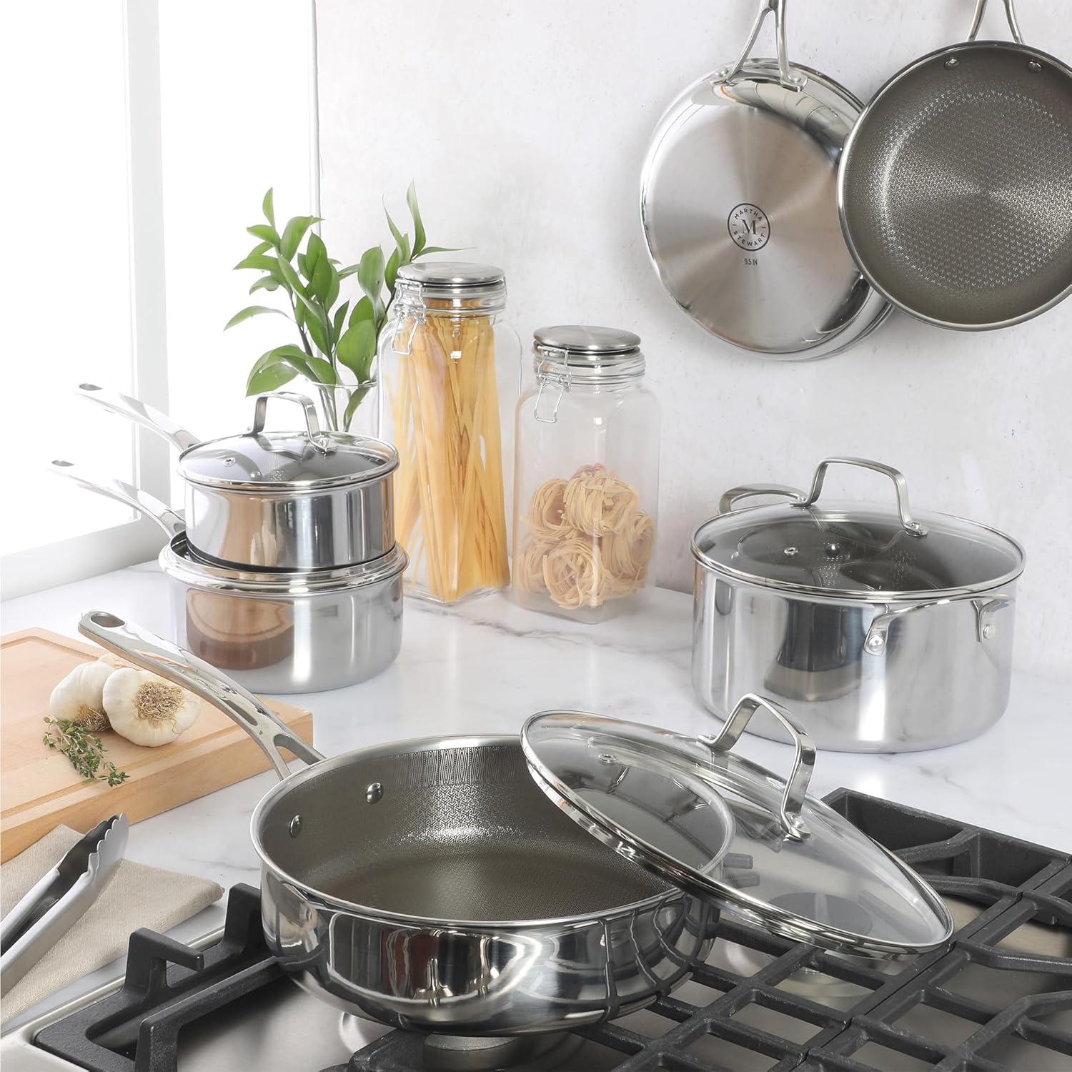 imageMartha Stewart 12 Piece Heavy Gauge Aluminum Hard Anodized Premium Nonstick Cookware Set Induction Safe Copper wBlack InteriorTriply Stainless
