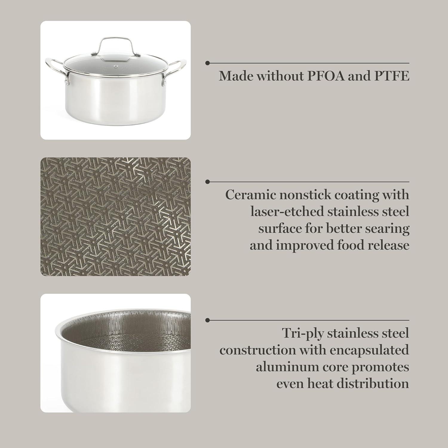 imageMartha Stewart 12 Piece Heavy Gauge Aluminum Hard Anodized Premium Nonstick Cookware Set Induction Safe Copper wBlack InteriorTriply Stainless