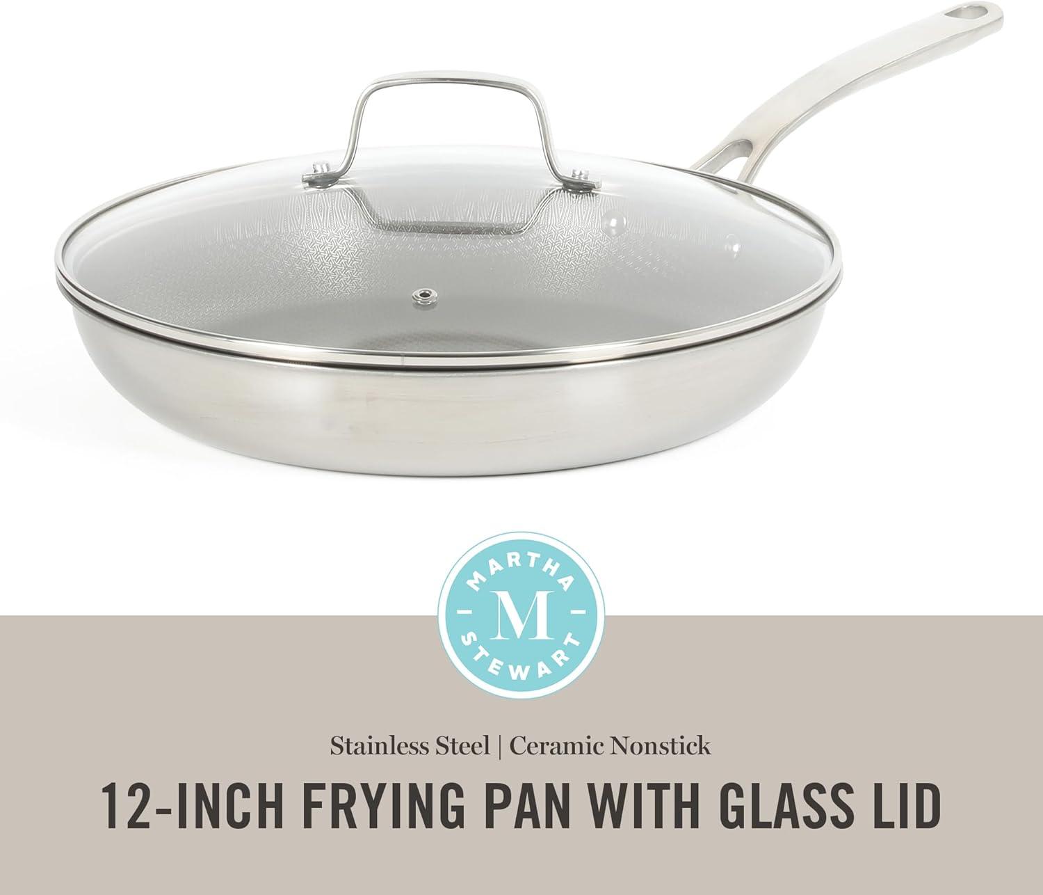 imageMartha Stewart 12 Piece Heavy Gauge Aluminum Hard Anodized Premium Nonstick Cookware Set Induction Safe Copper wBlack InteriorTriply Stainless