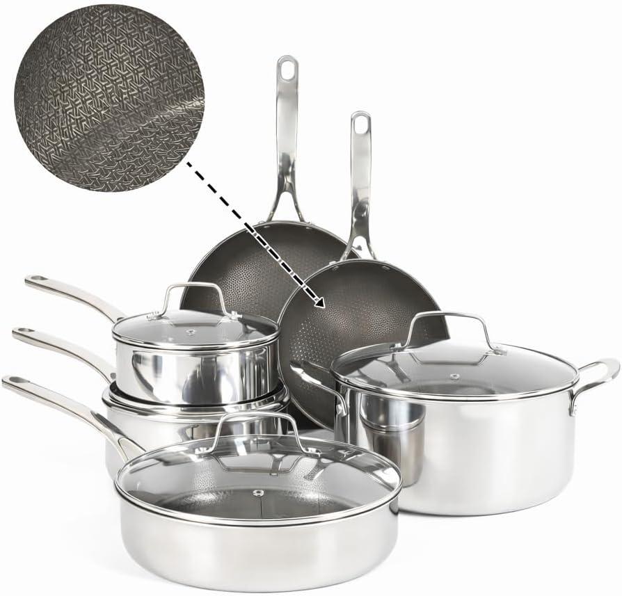 imageMartha Stewart 12 Piece Heavy Gauge Aluminum Hard Anodized Premium Nonstick Cookware Set Induction Safe Copper wBlack InteriorTriply Stainless