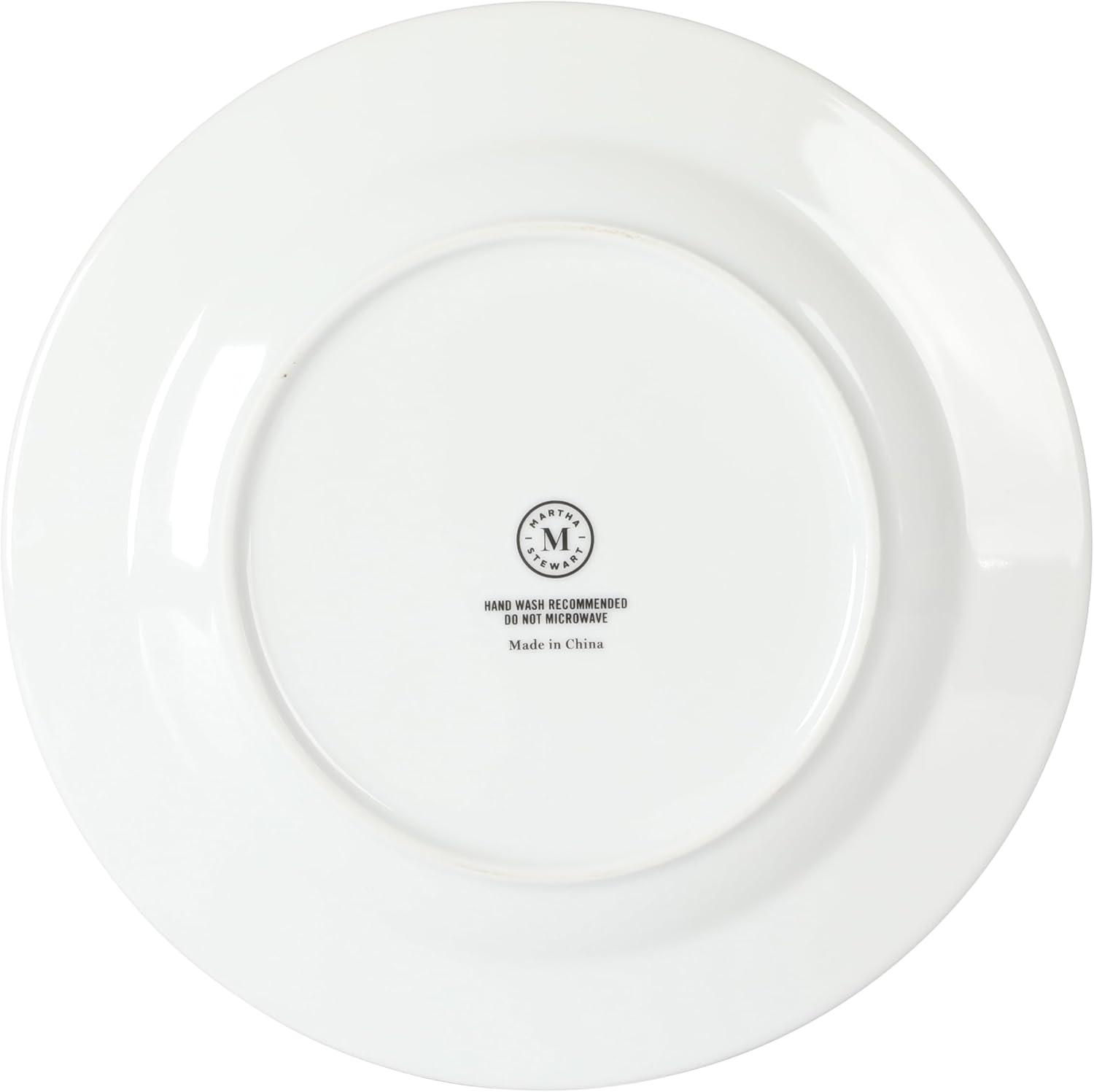 imageMartha Stewart Gracie Lane 12Piece Porcelain Chip and Scratch Resistant Decorated Dinnerware Set Sharkey Grey wGold RimWhite w Gold Band