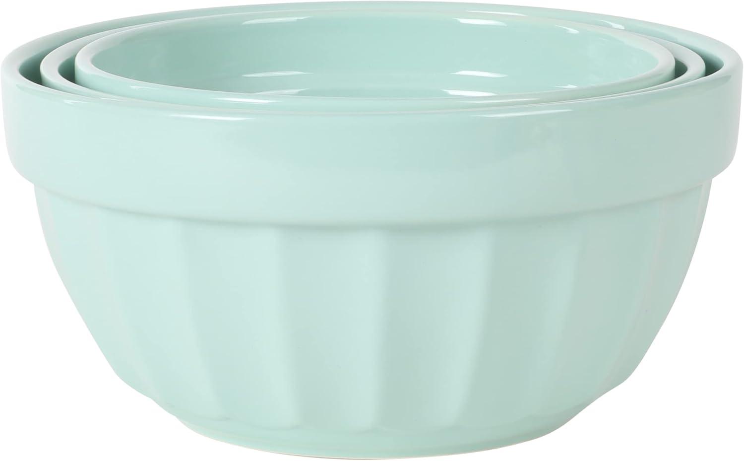 imageMartha Stewart Broadbrook 3 Piece 4 Qt 28 Qt 21 Qt Stoneware Bowl Set Martha Blue