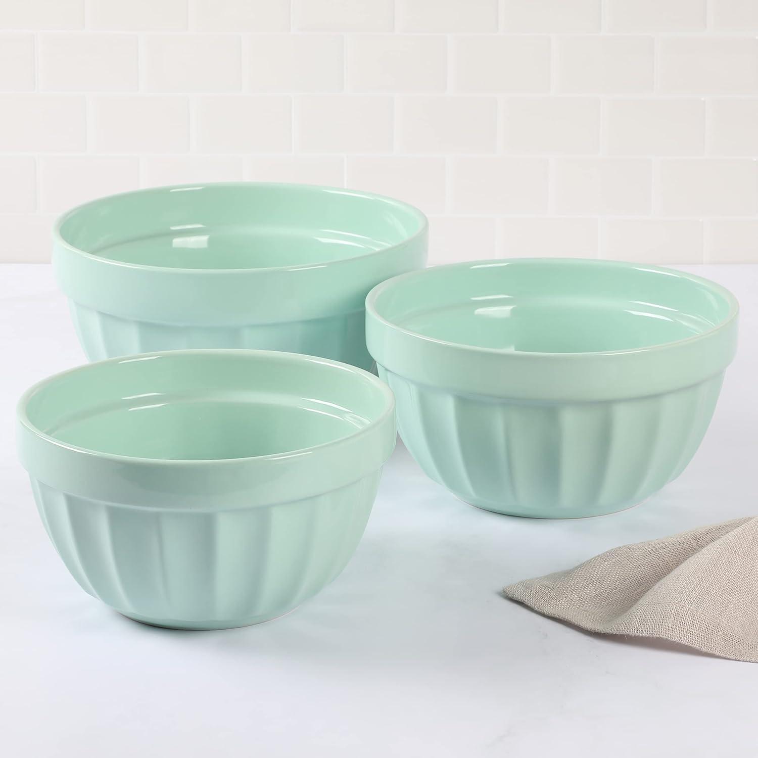imageMartha Stewart Broadbrook 3 Piece 4 Qt 28 Qt 21 Qt Stoneware Bowl Set Martha Blue