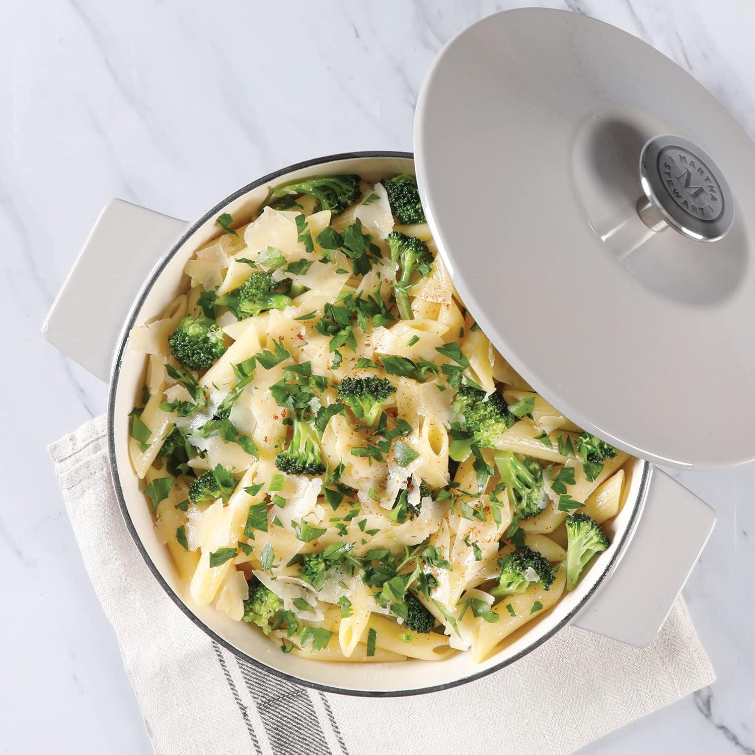 imageMartha Stewart Eastholm 5 QT Enamel Cast Iron Dutch Oven Martha BlueGrey