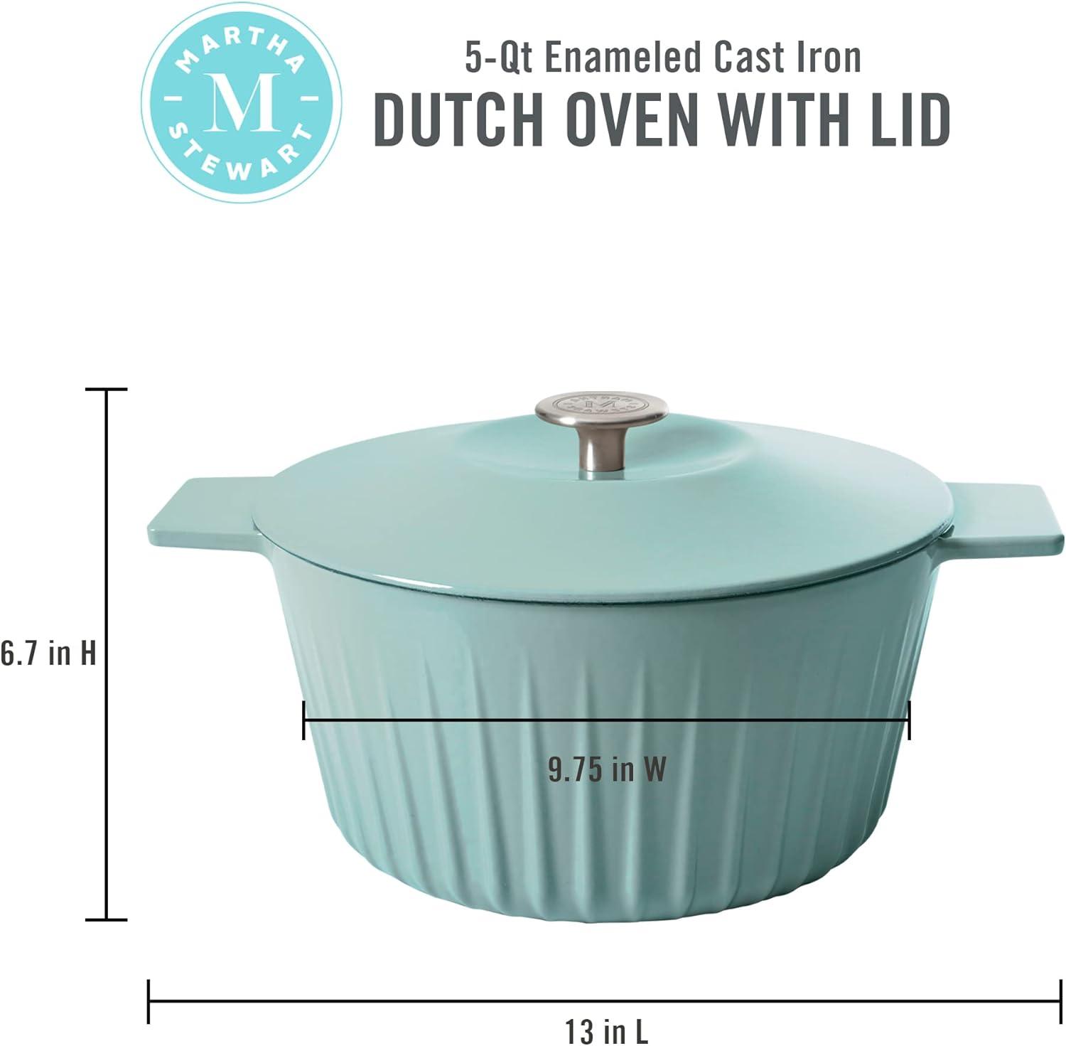 imageMartha Stewart Eastholm 5 QT Enamel Cast Iron Dutch Oven Martha BlueMartha Blue