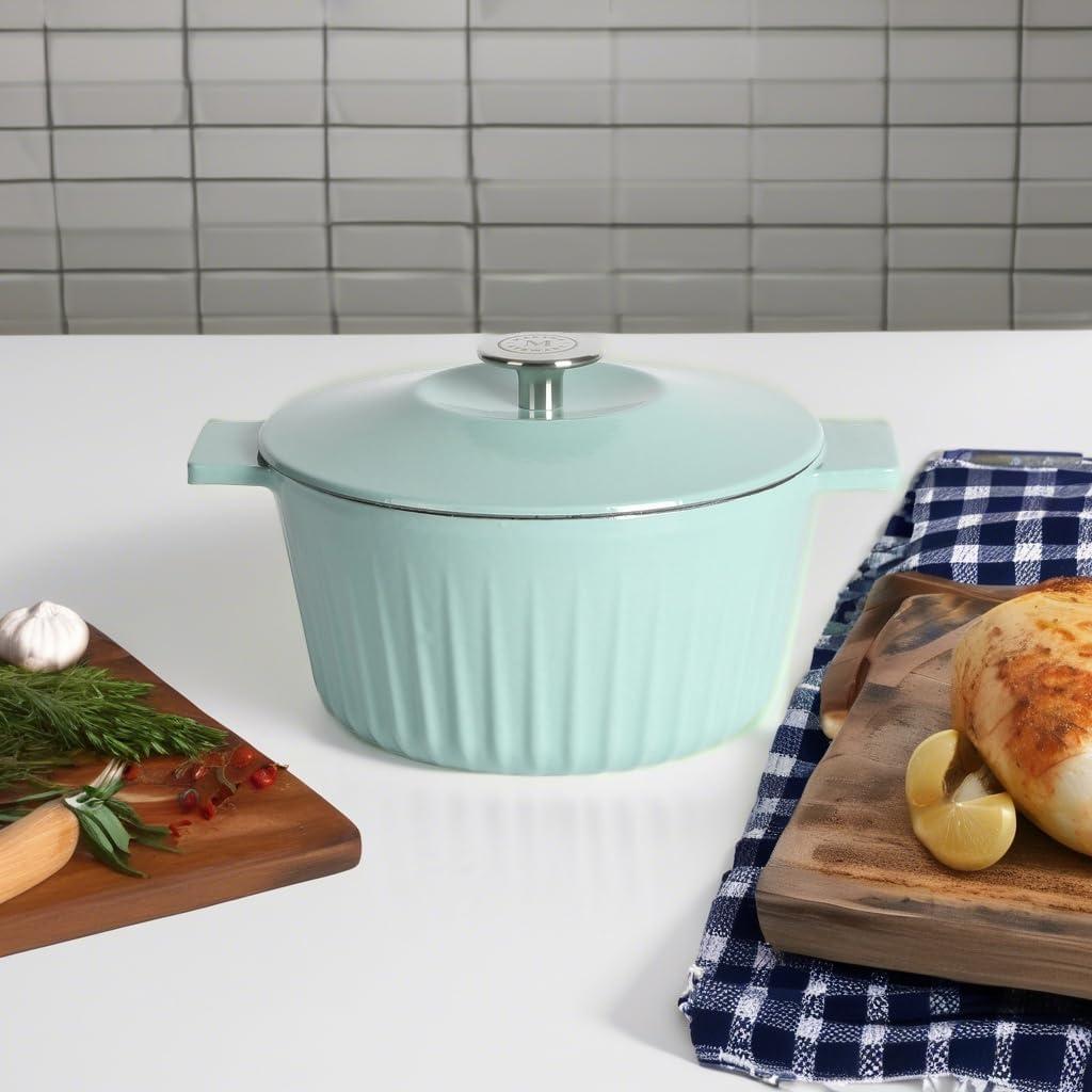 imageMartha Stewart Eastholm 5 QT Enamel Cast Iron Dutch Oven Martha BlueMartha Blue