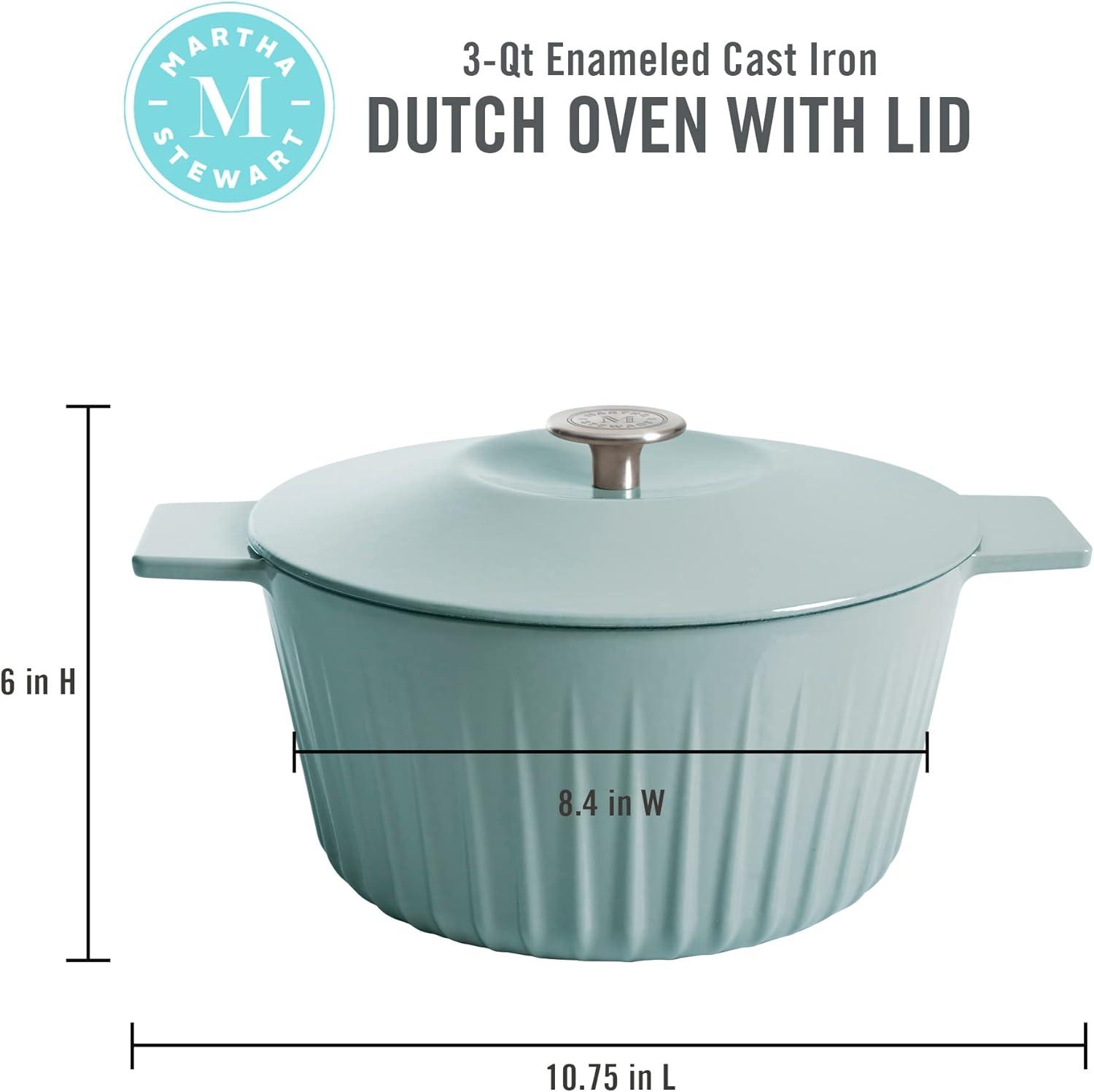 imageMartha Stewart Eastholm 5 QT Enamel Cast Iron Dutch Oven Martha BlueMartha Blue
