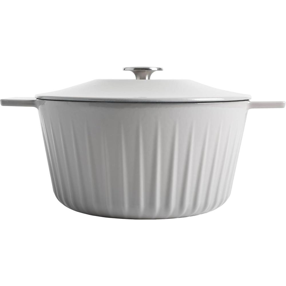 imageMartha Stewart Eastholm 5 QT Enamel Cast Iron Dutch Oven Martha BlueGrey