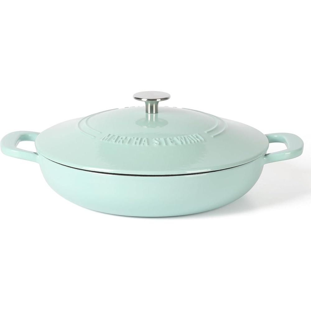 imageMartha Stewart Eastholm 5 QT Enamel Cast Iron Dutch Oven Martha BlueMartha Blue w Gold Knob Braiser