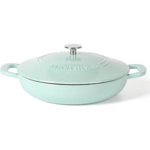 Martha Stewart Eastholm 5 QT Enamel Cast Iron Dutch Oven, Martha Blue(Martha Blue w/ Gold Knob (Braiser))