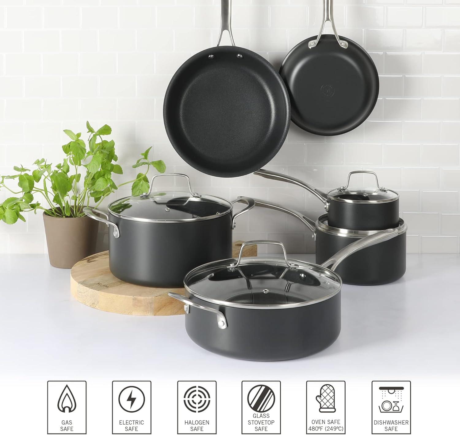 imageMartha Stewart Bosworth 10 Piece Hard Anodized Nonstick Aluminum Cookware Set BlackCookware Set