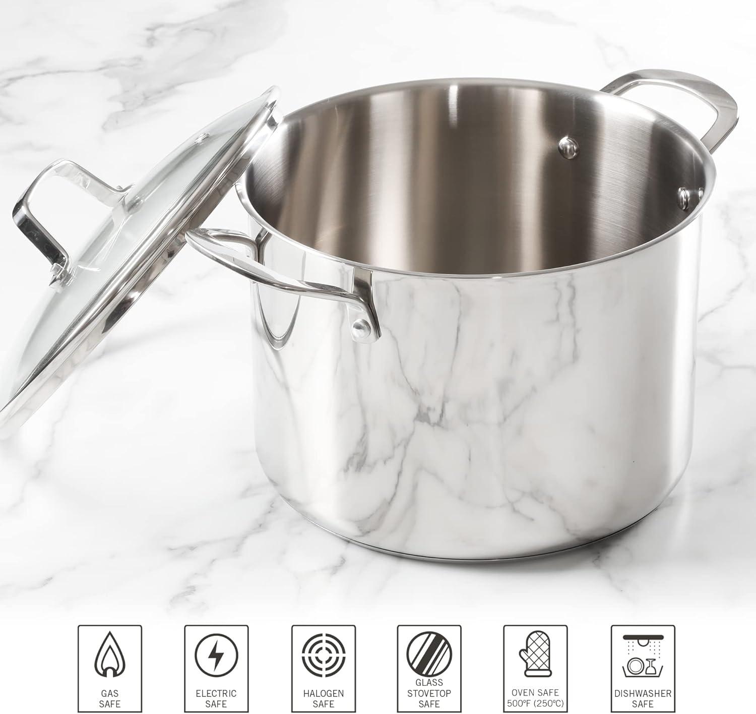 imageMartha Stewart Castelle 8Quart 188 Stainless Steel Induction Safe Stock Pot wLid
