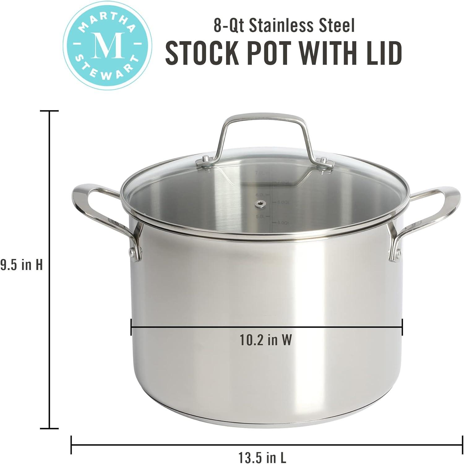 imageMartha Stewart Castelle 8Quart 188 Stainless Steel Induction Safe Stock Pot wLid