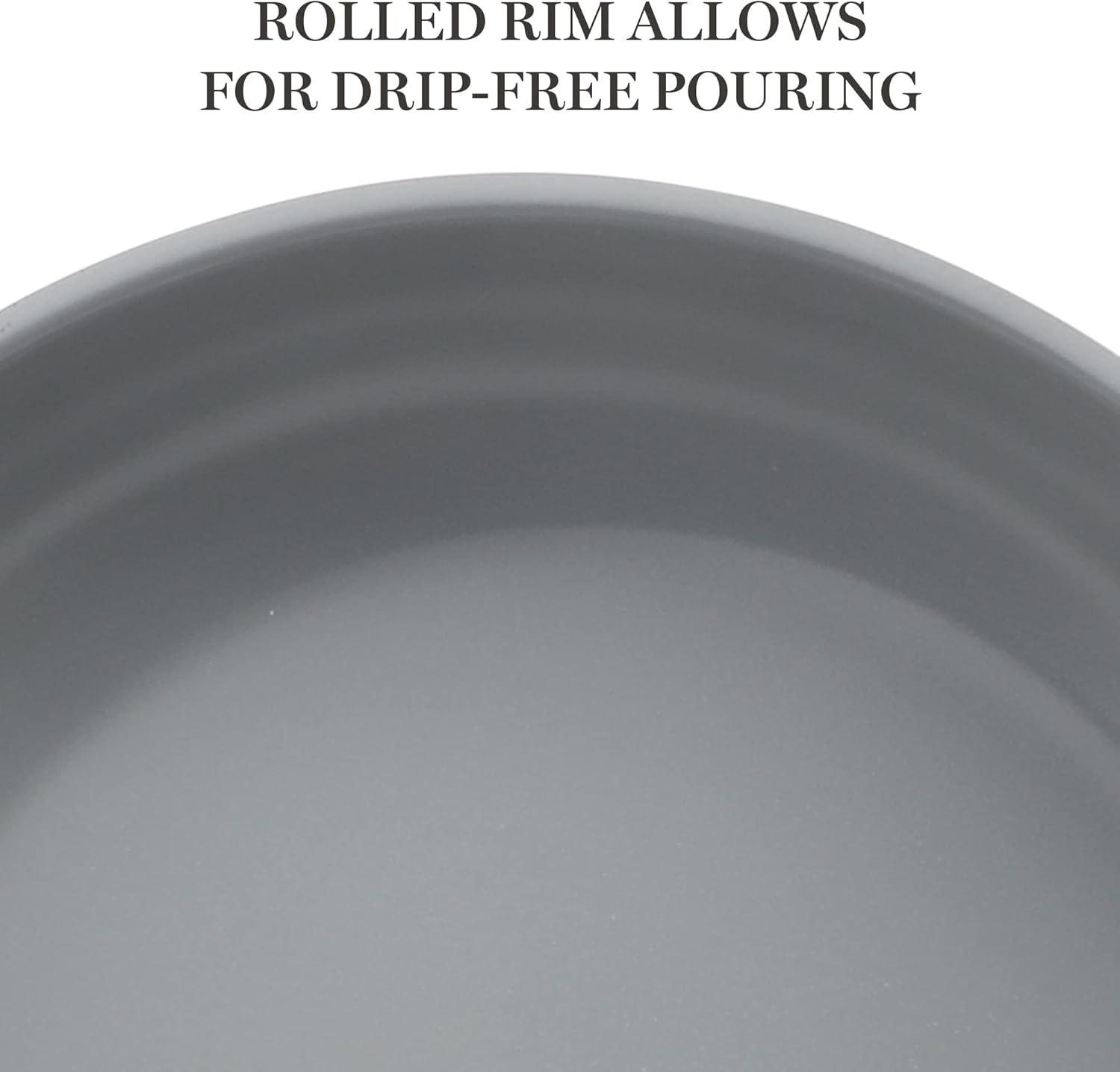 imageMartha Stewart Delaroux 10 Piece Stainless Steel Pots and Pans Kitchen Cookware Set wPFAs Free Premium Nonstick Ceramic Interior