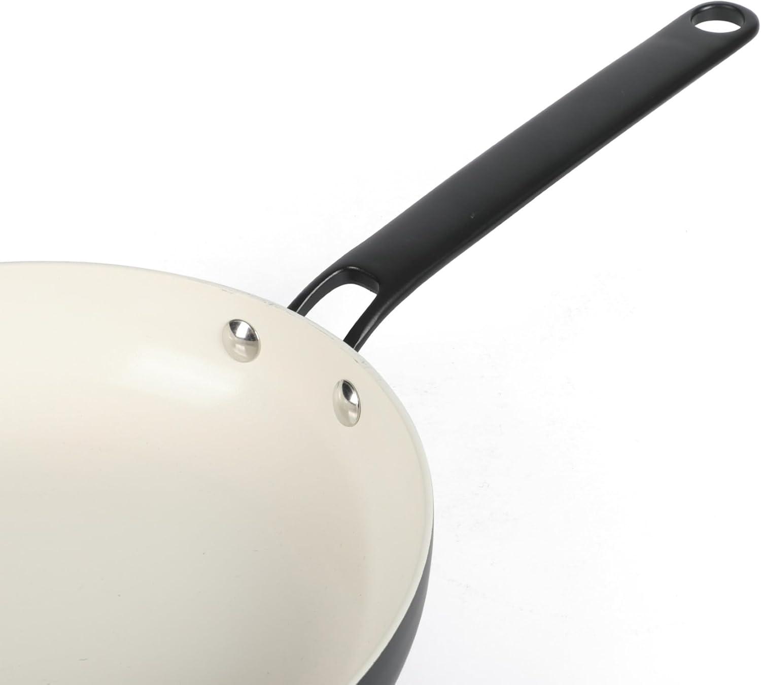 imageMartha Stewart Emmeline Premium Nonstick PFA Free Ceramic Interior 12 Piece Heavy Gauge Enamel Aluminum Pots and Pans Cookware Set TealBlack