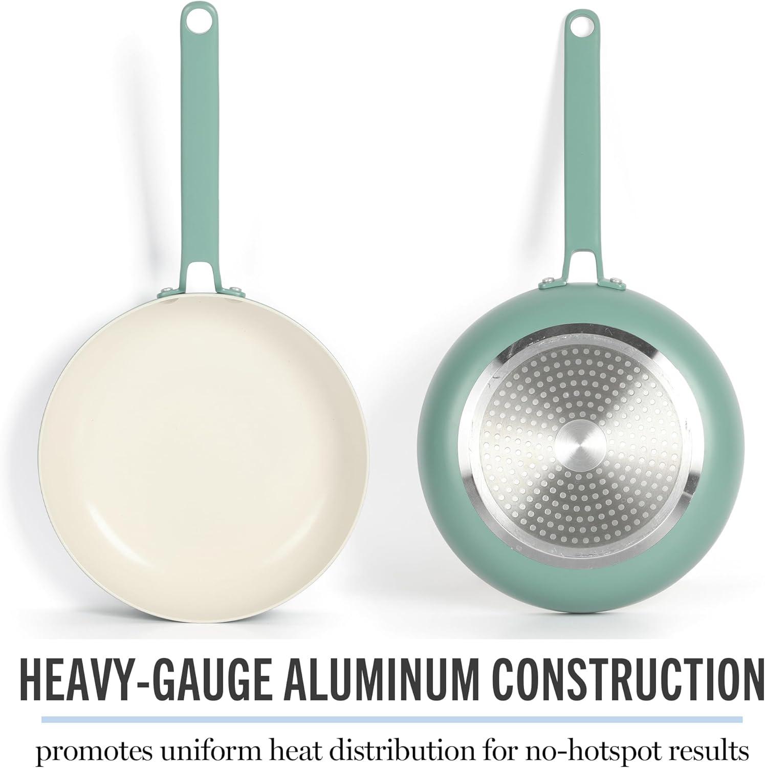 imageMartha Stewart Emmeline Premium Nonstick PFA Free Ceramic Interior 12 Piece Heavy Gauge Enamel Aluminum Pots and Pans Cookware Set TealTeal