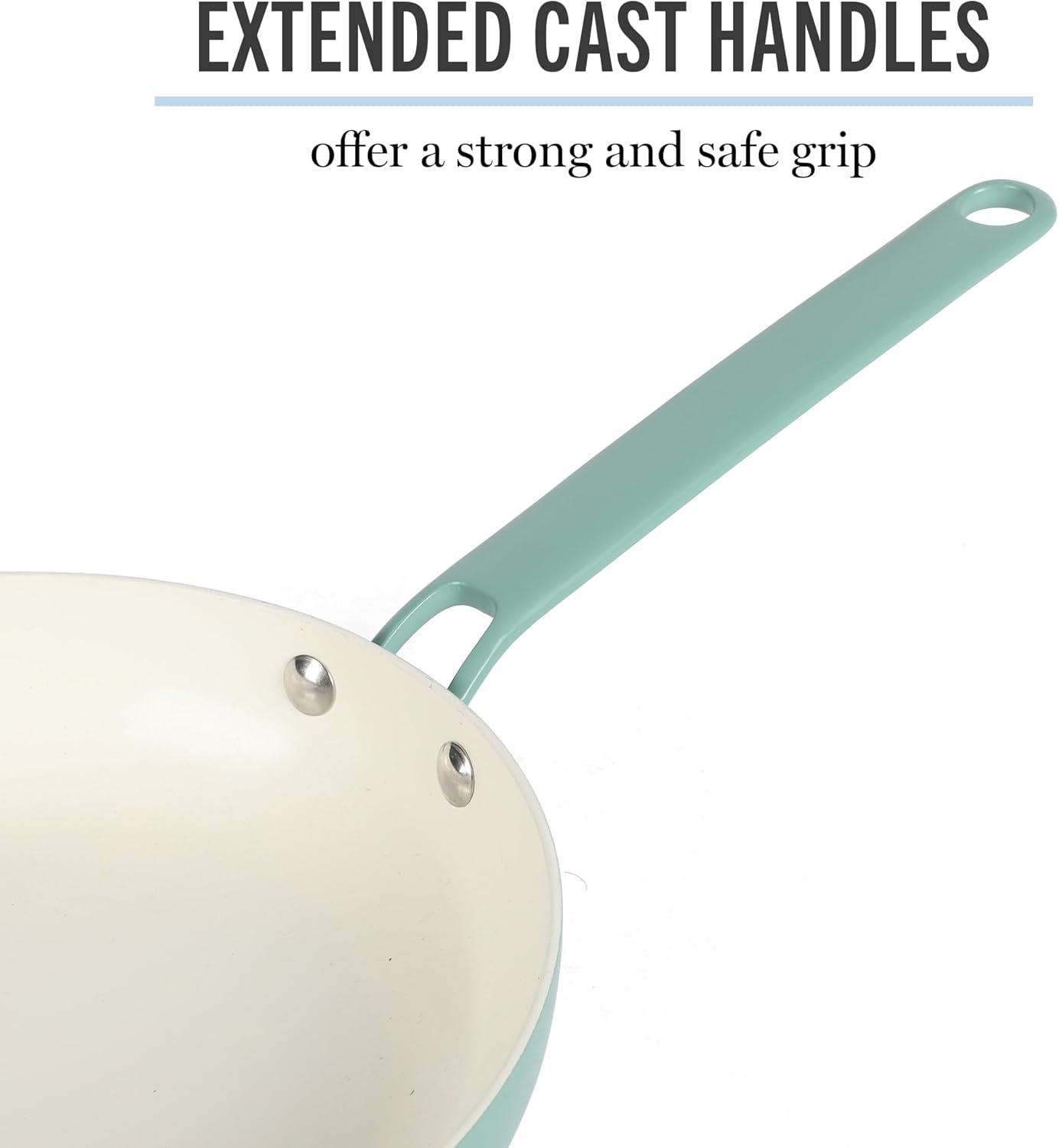 imageMartha Stewart Emmeline Premium Nonstick PFA Free Ceramic Interior 12 Piece Heavy Gauge Enamel Aluminum Pots and Pans Cookware Set TealTeal
