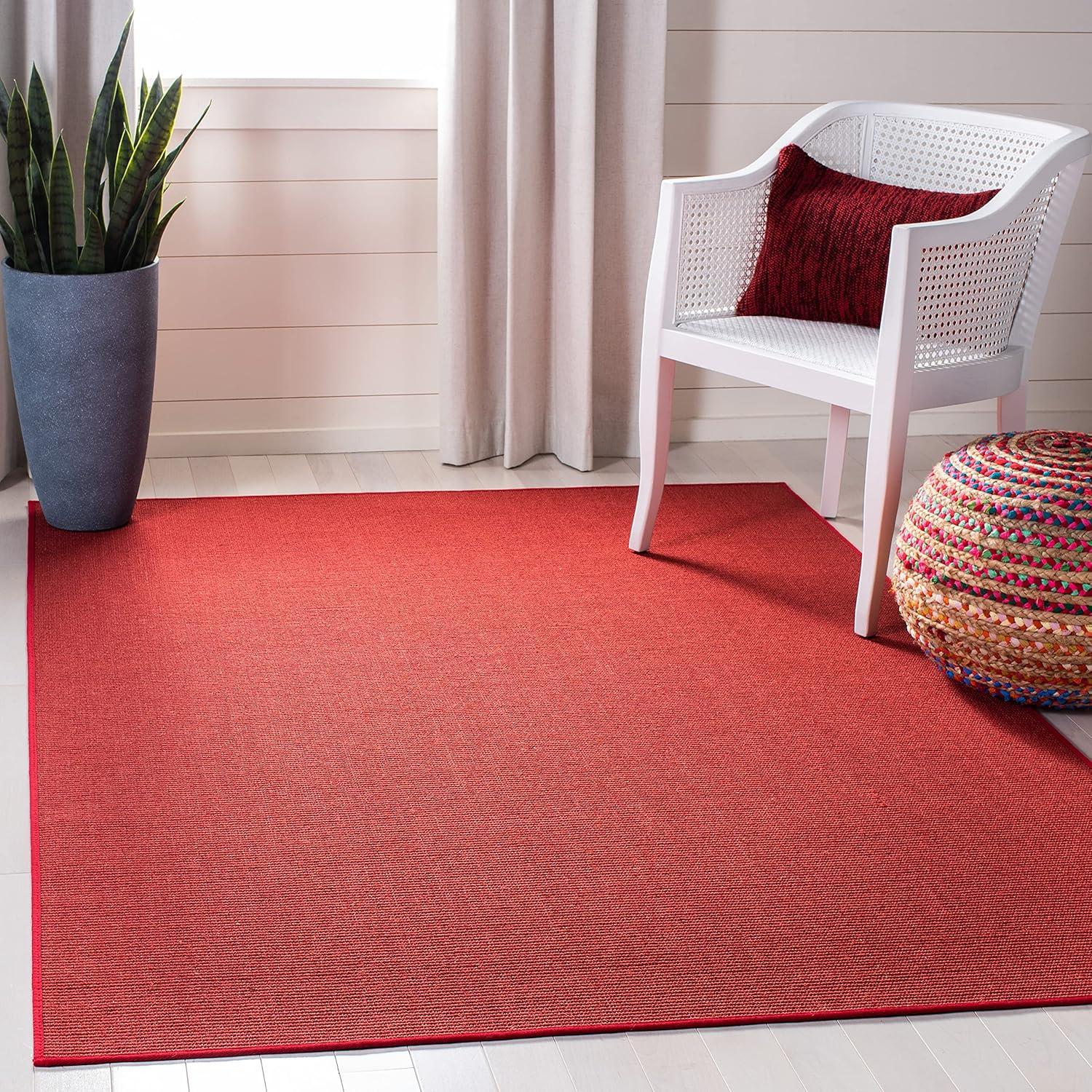 imageMartha Stewart x SAFAVIEH Area Rug Collection 9 x 13 Natural Brown Sisal amp Jute Farmhouse Style Ideal for Living Room Bedroom Office Dining Space MSR9501ARed