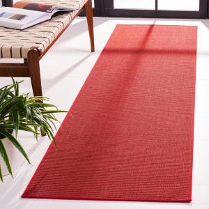 Martha Stewart x SAFAVIEH Area Rug Collection – 9′ x 13′, Natural Brown, Sisal & Jute, Farmhouse Style, Ideal for Living Room, Bedroom, Office, Dining Space (MSR9501A)(Red)