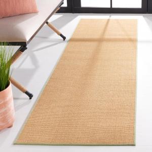 Martha Stewart x SAFAVIEH Area Rug Collection – 9′ x 13′, Natural Brown, Sisal & Jute, Farmhouse Style, Ideal for Living Room, Bedroom, Office, Dining Space (MSR9501A)(Natural/Green)