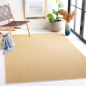 Martha Stewart x SAFAVIEH Area Rug Collection – 9′ x 13′, Natural Brown, Sisal & Jute, Farmhouse Style, Ideal for Living Room, Bedroom, Office, Dining Space (MSR9501A)(Natural/White)