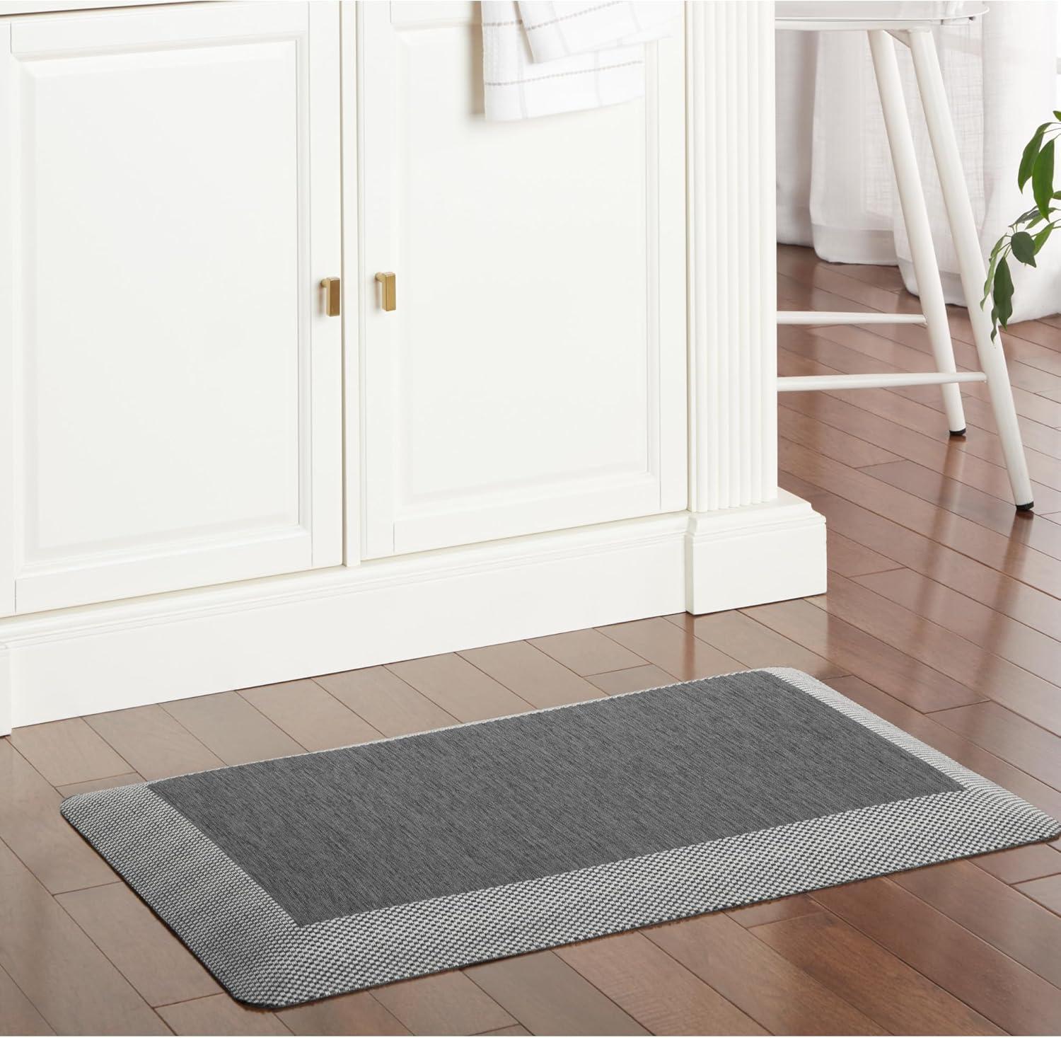imageMARTHA STEWART Mira Modern Heathered Solid AntiFatigue AirInfused Kitchen Mat Black 196x39
