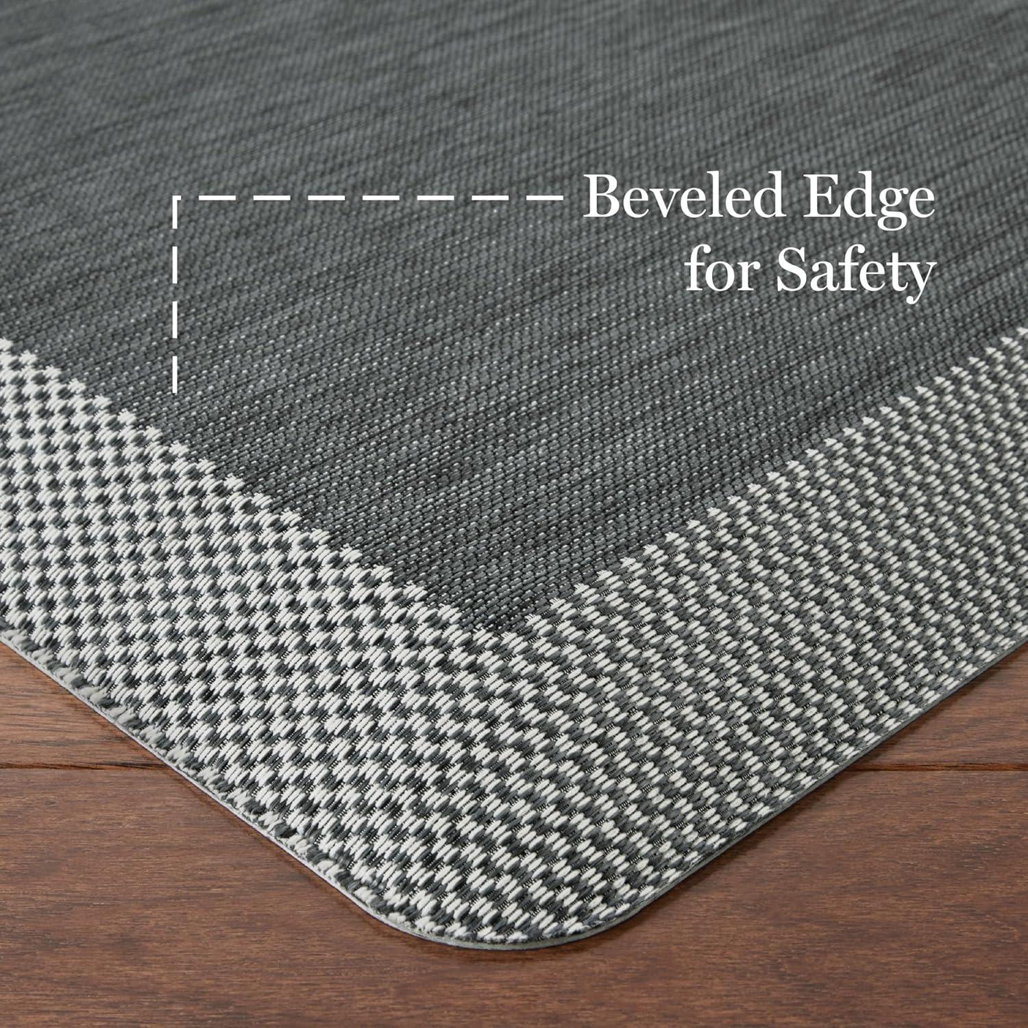 imageMARTHA STEWART Mira Modern Heathered Solid AntiFatigue AirInfused Kitchen Mat Black 196x39