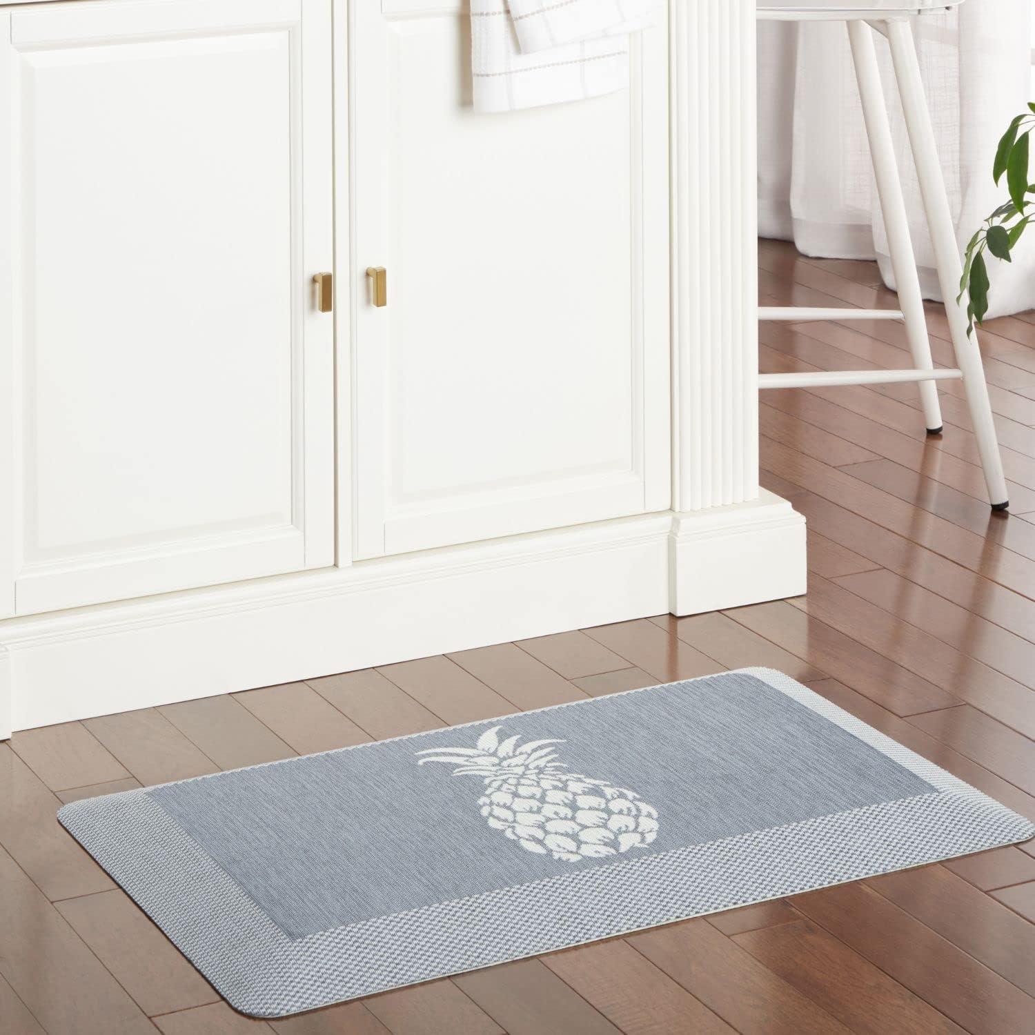 imageMartha Stewart Aloha Modern Pineapple AntiFatigue AirInfused Kitchen Mat Spice Red 196x39Blue