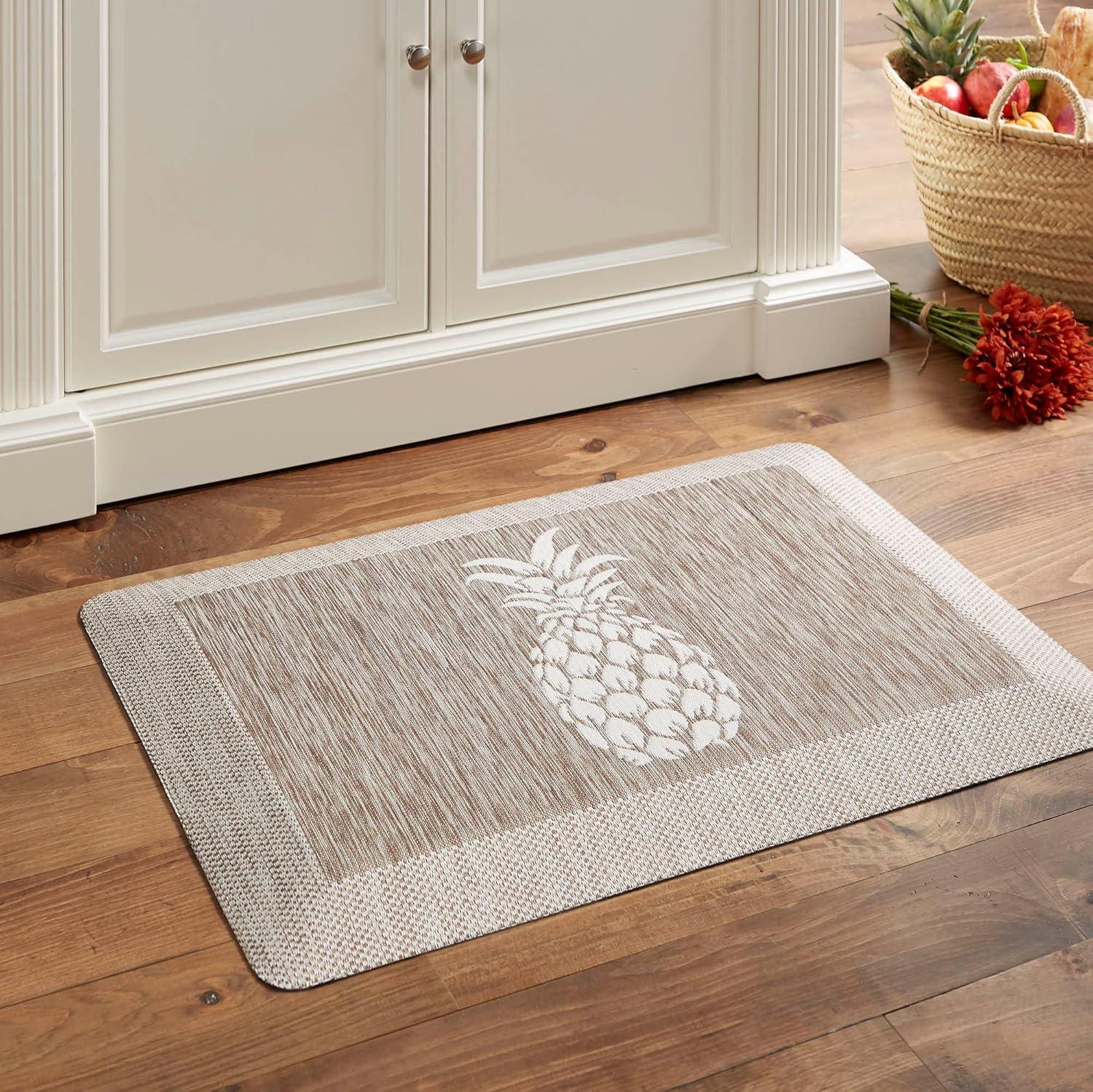 imageMartha Stewart Aloha Modern Pineapple AntiFatigue AirInfused Kitchen Mat Spice Red 196x39Coffee Brown