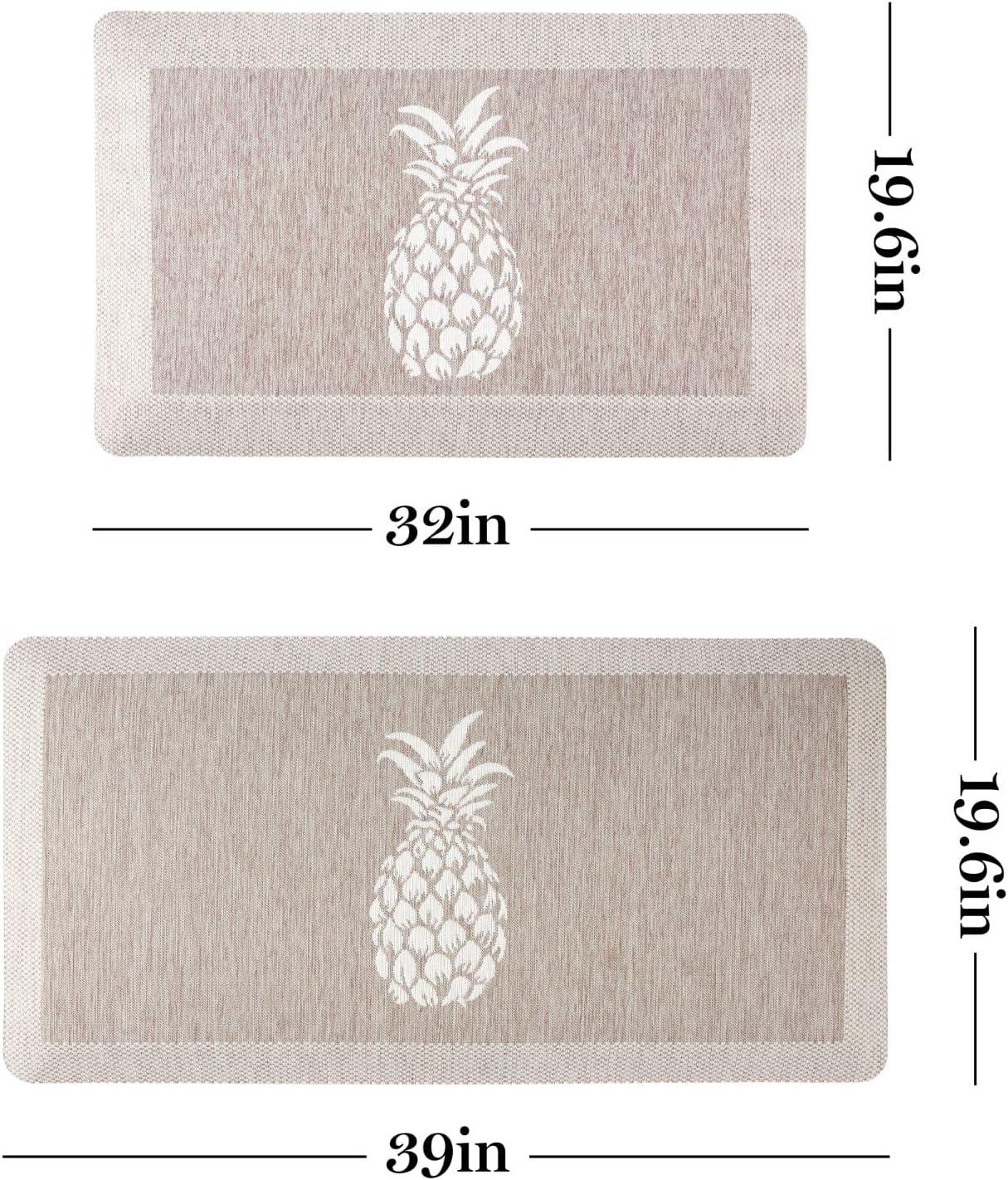 imageMartha Stewart Aloha Modern Pineapple AntiFatigue AirInfused Kitchen Mat Spice Red 196x39Coffee Brown