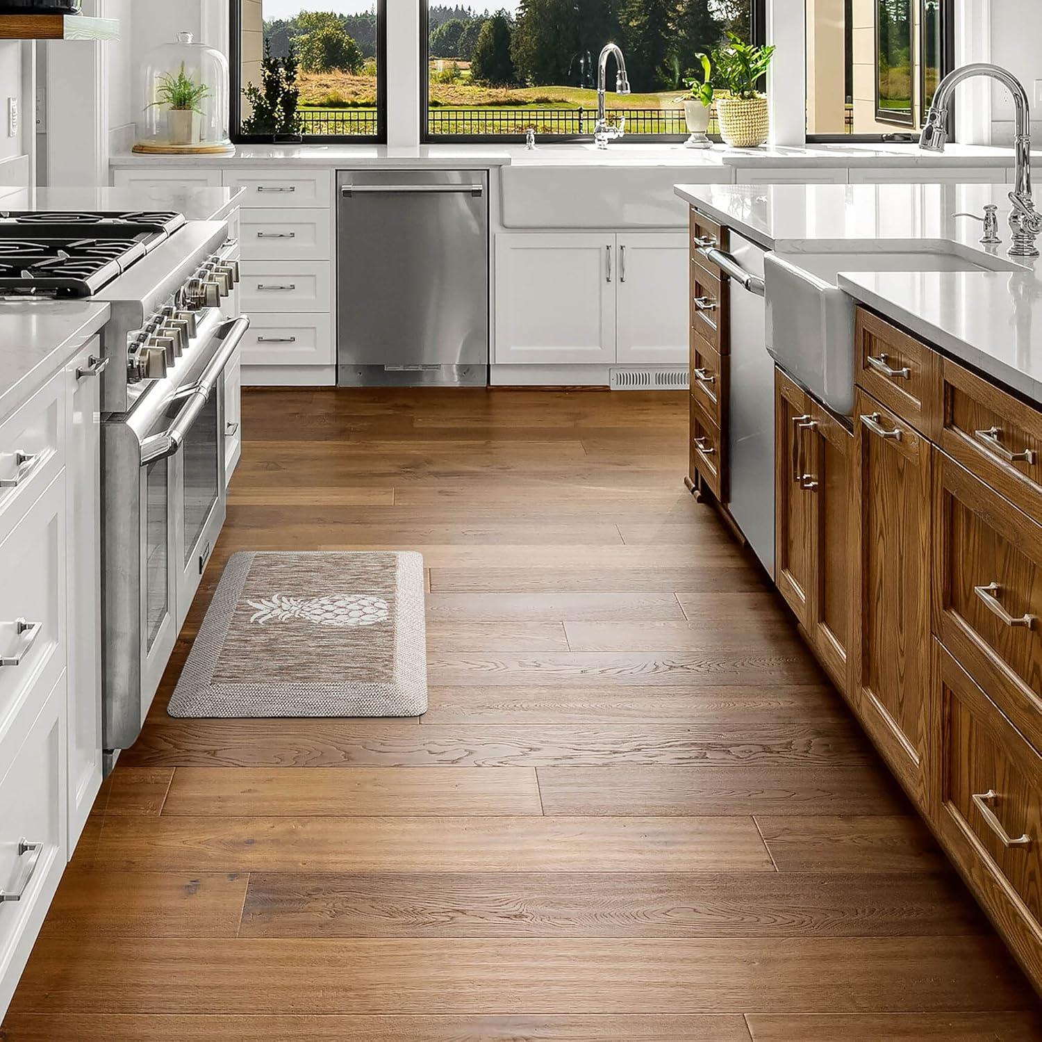 imageMartha Stewart Aloha Modern Pineapple AntiFatigue AirInfused Kitchen Mat Spice Red 196x39Coffee Brown