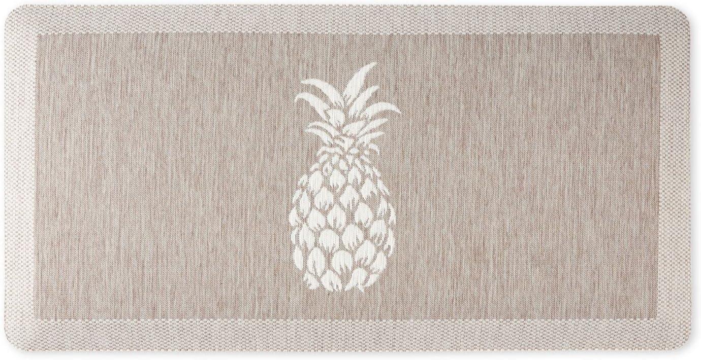imageMartha Stewart Aloha Modern Pineapple AntiFatigue AirInfused Kitchen Mat Spice Red 196x39Coffee Brown