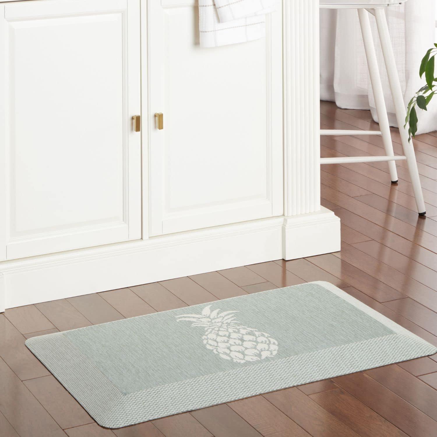 imageMartha Stewart Aloha Modern Pineapple AntiFatigue AirInfused Kitchen Mat Spice Red 196x39Mint Green