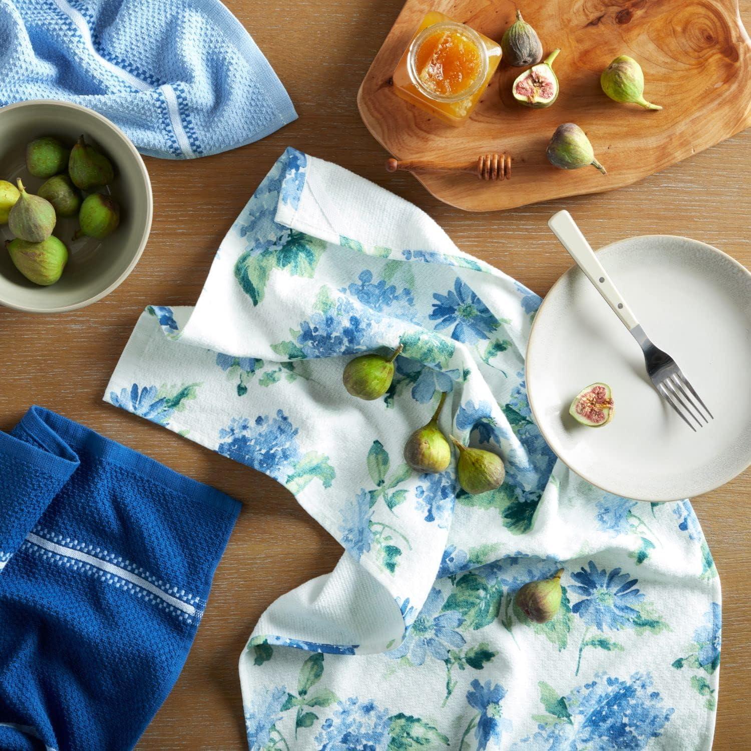 imageMartha Stewart Amber Floral Kitchen Towel Set 4Pack BlueGreen 16x28Blue