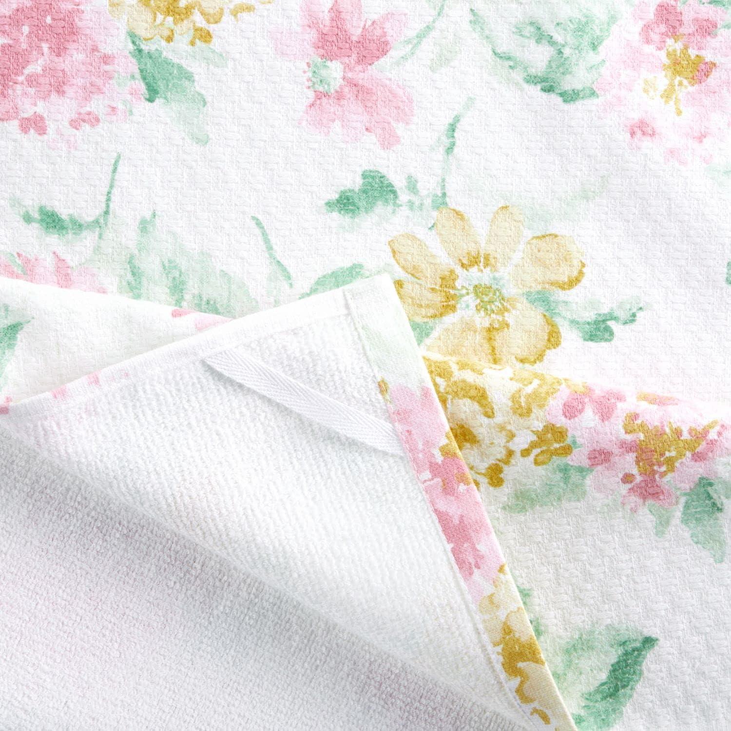 imageMartha Stewart Amber Floral Kitchen Towel Set 4Pack BlueGreen 16x28Petal Pink