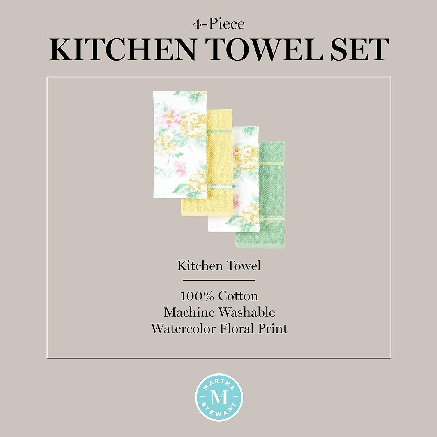 imageMartha Stewart Amber Floral Kitchen Towel Set 4Pack BlueGreen 16x28Petal Pink
