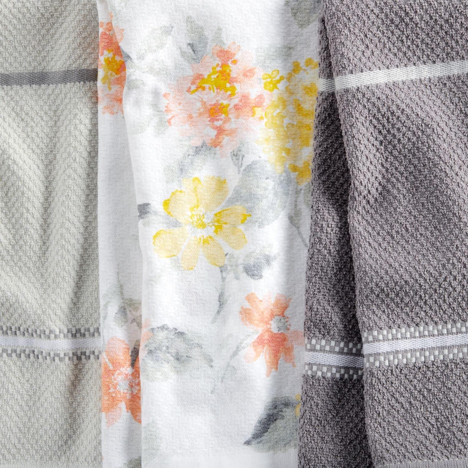 imageMartha Stewart Amber Floral Kitchen Towel Set 4Pack BlueGreen 16x28YellowCoral