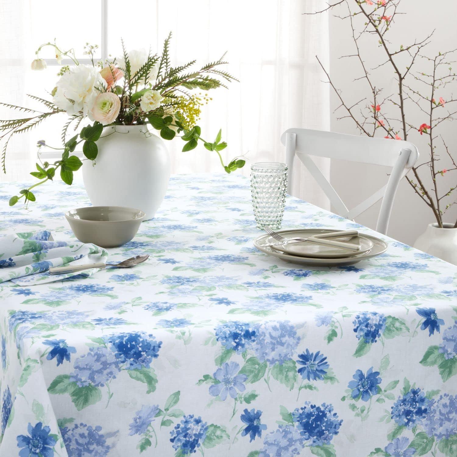 imageMartha Stewart Amber Floral Polyester Cotton Rectangle Tablecloth Single Pack BlueGreen 60x102Blue