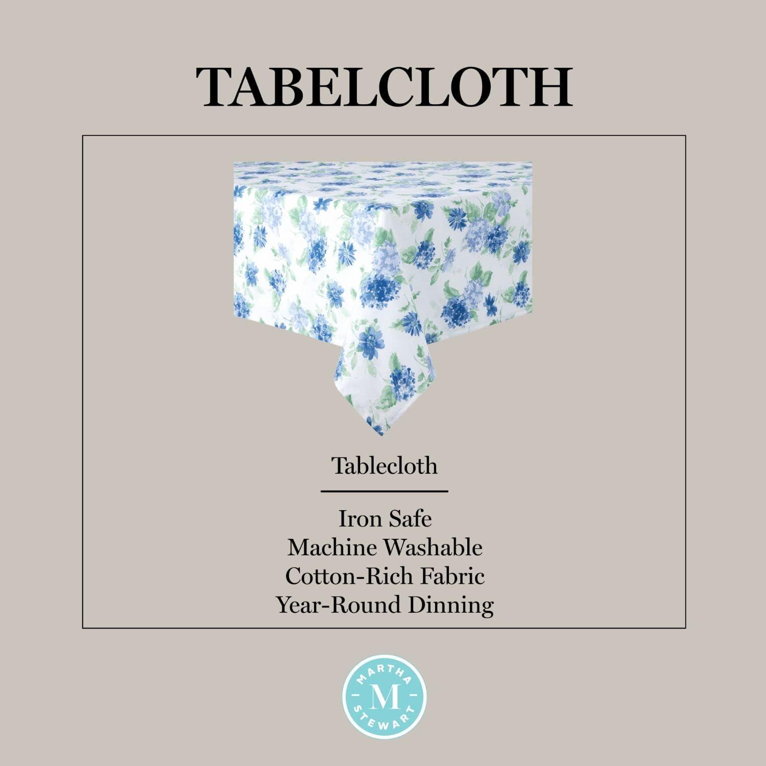 imageMartha Stewart Amber Floral Polyester Cotton Rectangle Tablecloth Single Pack BlueGreen 60x102Blue