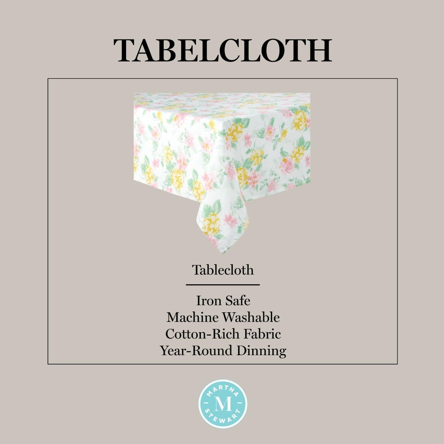 imageMartha Stewart Amber Floral Polyester Cotton Rectangle Tablecloth Single Pack BlueGreen 60x102Petal Pink