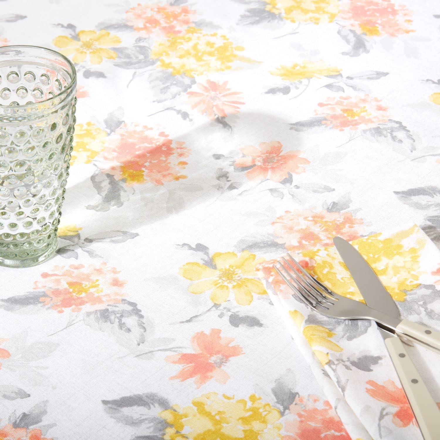 imageMartha Stewart Amber Floral Polyester Cotton Rectangle Tablecloth Single Pack BlueGreen 60x102YellowCoral