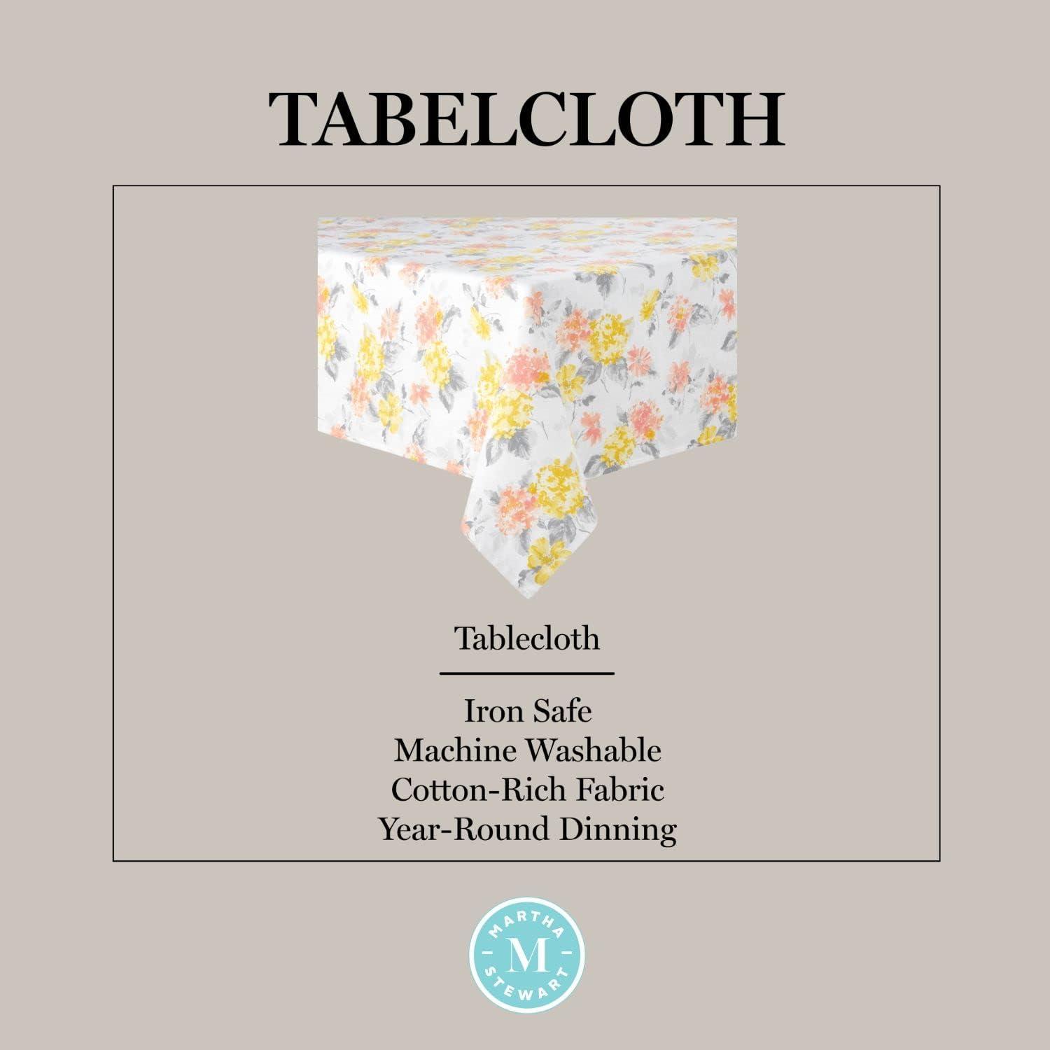 imageMartha Stewart Amber Floral Polyester Cotton Rectangle Tablecloth Single Pack BlueGreen 60x102YellowCoral
