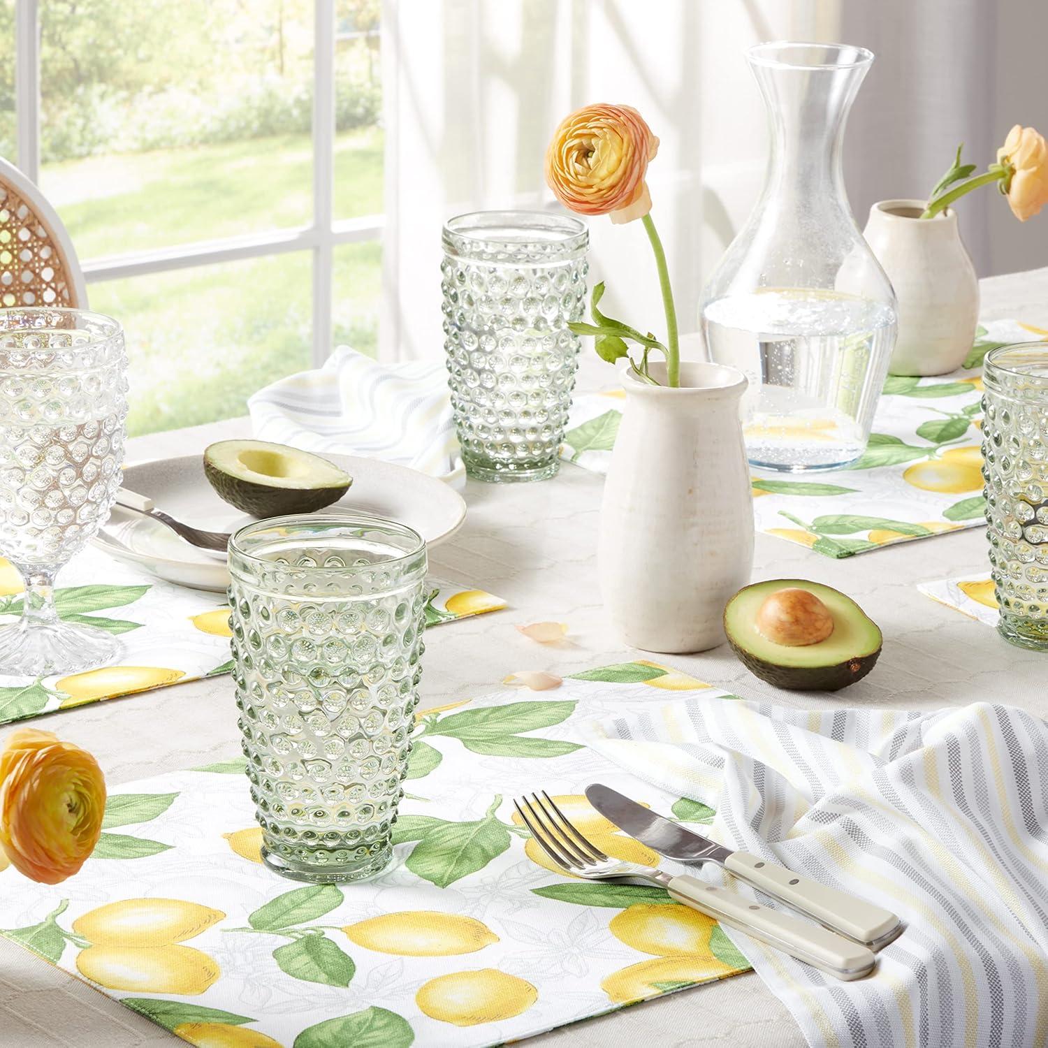 imageMartha Stewart Daisy Stripe Napkin Set 4Pack Green 19x19GreyYellow