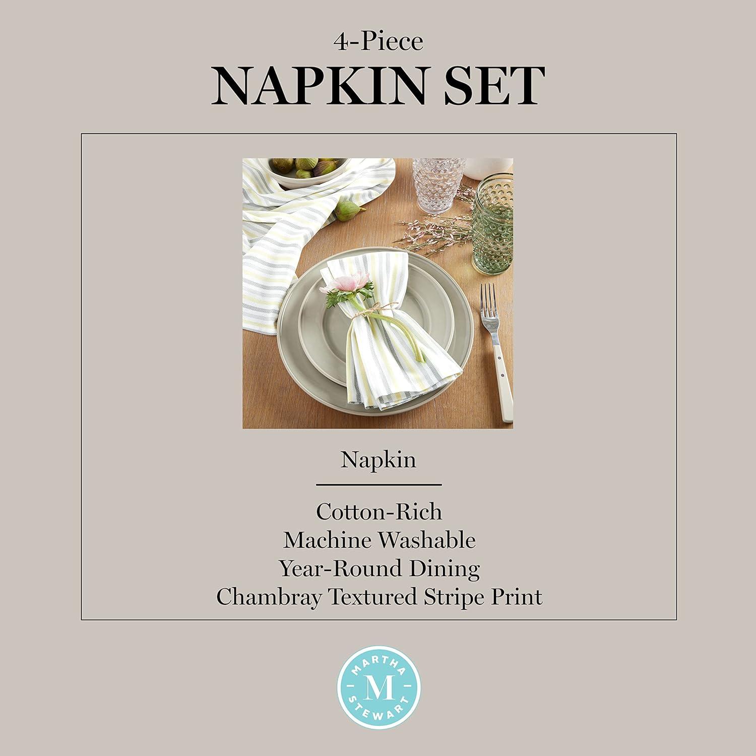 imageMartha Stewart Daisy Stripe Napkin Set 4Pack Green 19x19GreyYellow
