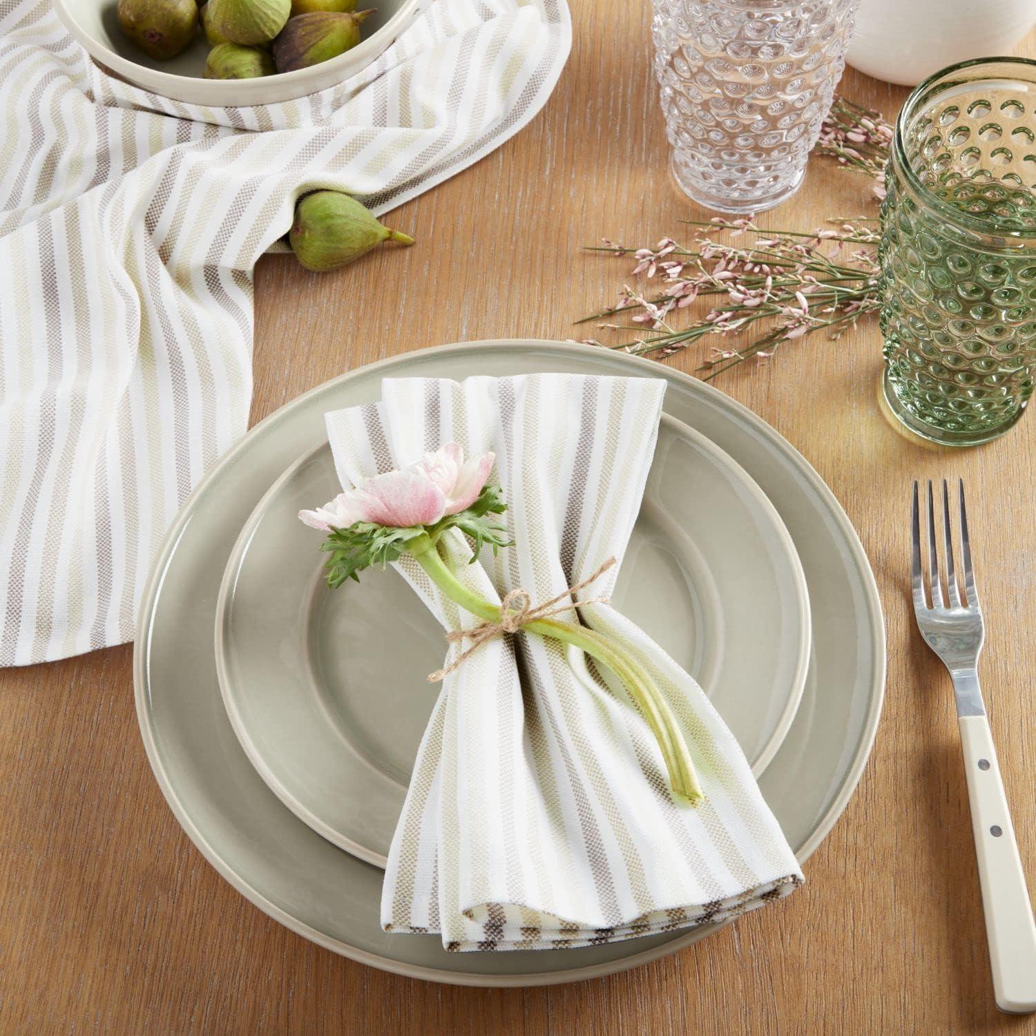 imageMartha Stewart Daisy Stripe Napkin Set 4Pack Green 19x19Linen
