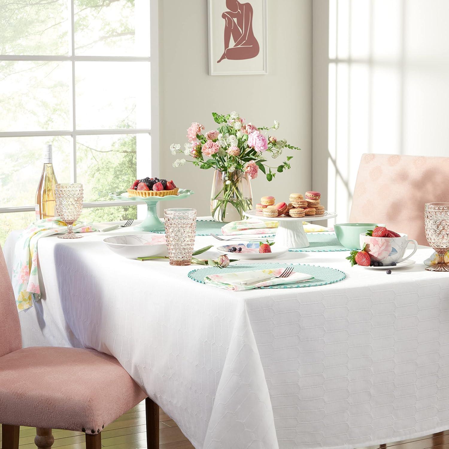 imageMartha Stewart Daisy Stripe Napkin Set 4Pack Green 19x19Linen