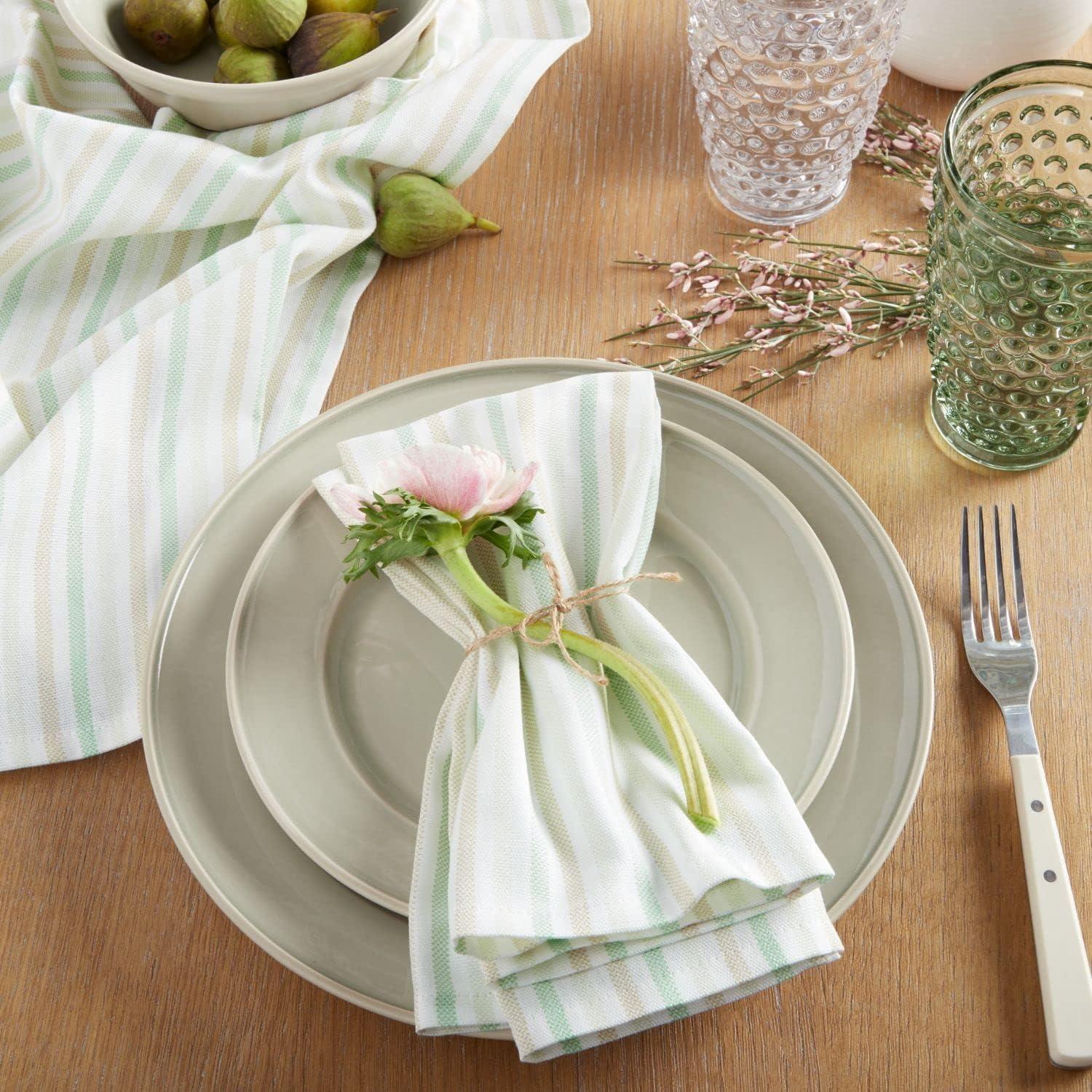 imageMartha Stewart Daisy Stripe Napkin Set 4Pack Green 19x19Mint
