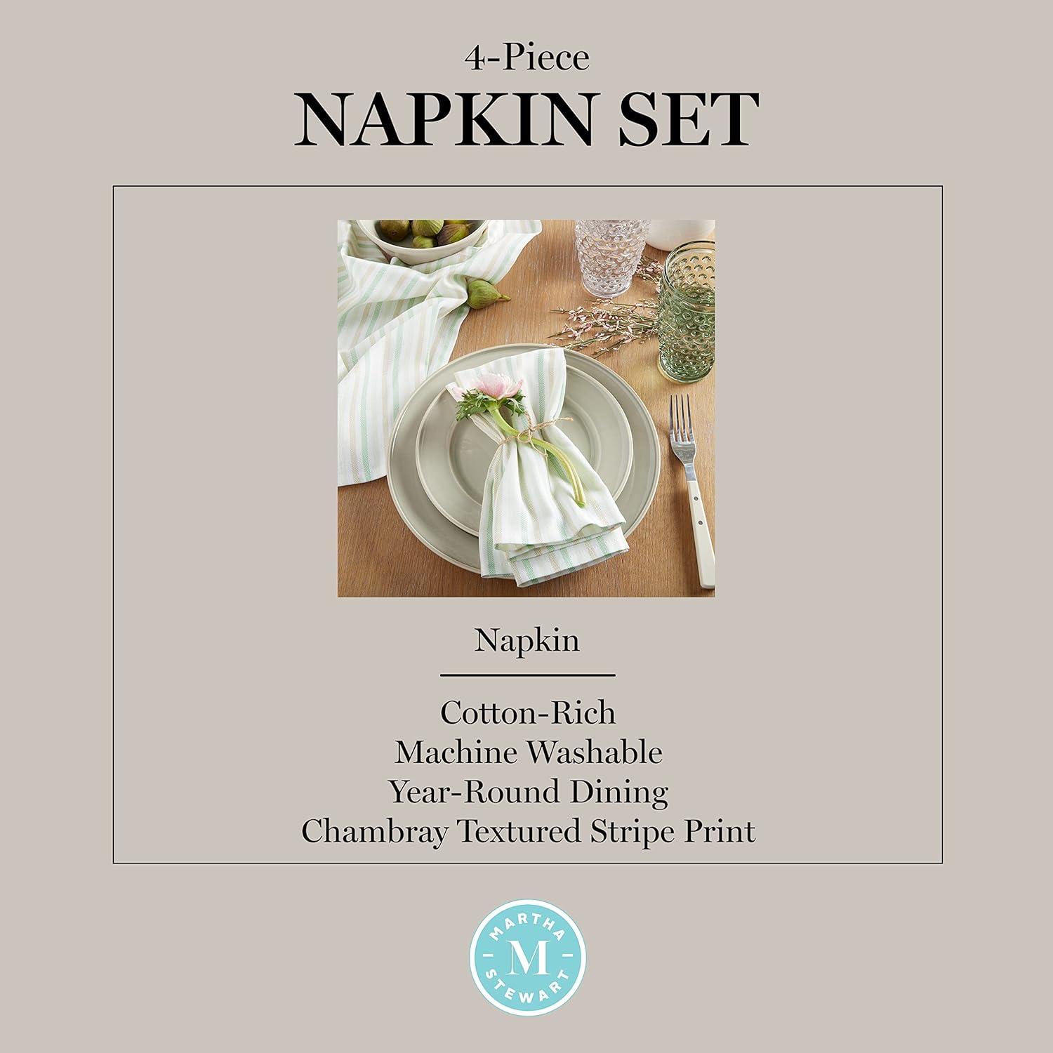 imageMartha Stewart Daisy Stripe Napkin Set 4Pack Green 19x19Mint