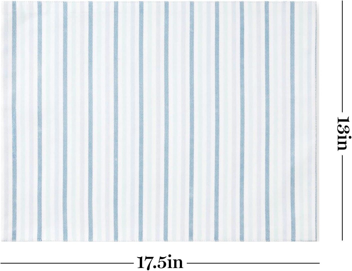imageMartha Stewart Daisy Stripe Placemat Set 4Pack GreyYellow 13x175Blue