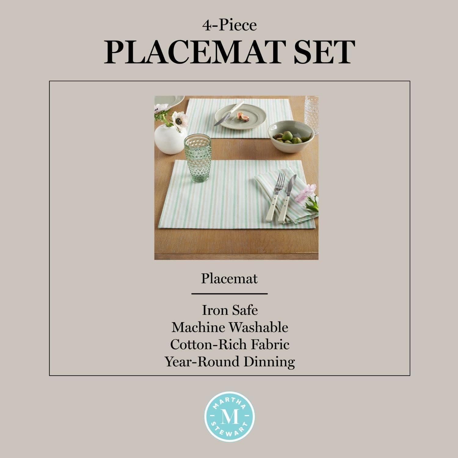 imageMartha Stewart Daisy Stripe Placemat Set 4Pack GreyYellow 13x175Mint